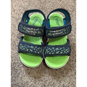 Skechers Kids Boys Sz 12 Lights Blue Candles Green Summer Shoes